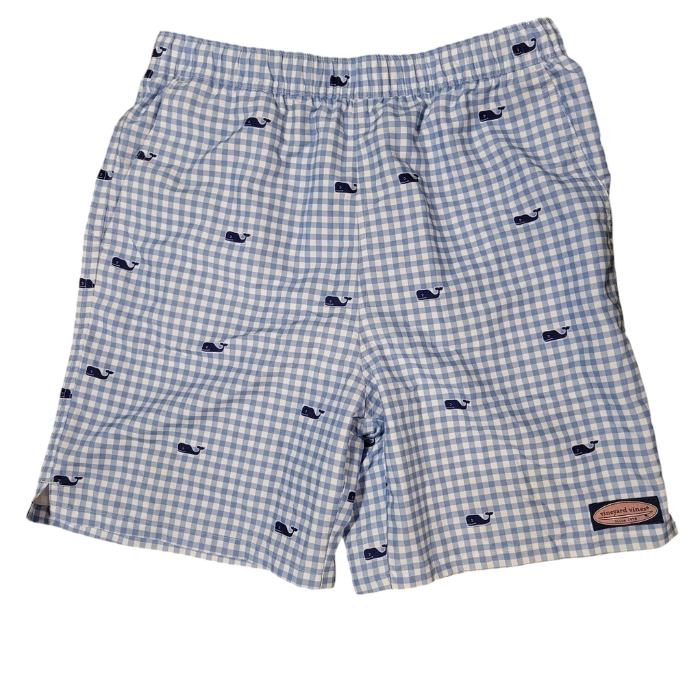 Vineyard Vines Blue Gingham Whale Shorts